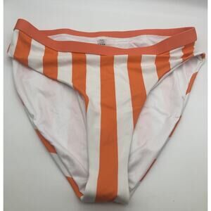 Women's Bikini bottom High Leg High waist Orange And White Size XL(12-14)
